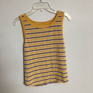 Yellow/gold striped muscle tee crop top